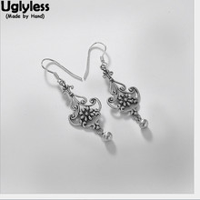 Uglyless Vintage Ethnic 100% Solid 925 Silver Flower Earrings for Women Handmade Exotic Fine Jewelry Thai Silver Ball Earrings 2024 - buy cheap