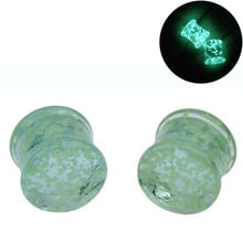 A Pair Glass Ear Plugs Glass Glow in Dark and Tunnels Green Ear Gauge Expander Glass Ear Stretching Piercings Sexy Body Piercing 2024 - buy cheap