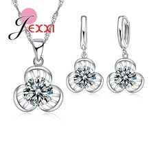 New Women Fashion 925 Sterling Silver Jewelry Sets Flower Shape Cubic Zircon   Necklace/Necklace For Women 2024 - buy cheap