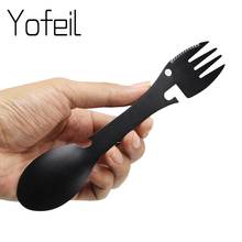 Camping Fork Spoon  Multi-function Stainless Steel Cutlery 2 in 1 Spoon Fork Outdoor Cooking Camping Equipment Hiking Cooking 2024 - купить недорого