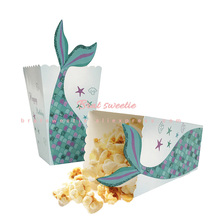 Mermaid Party Under The Sea Little Mermaid Tail Popcorn Box Baby Shower Kids Happy Birthday Party Supplies Favors Boxes 2024 - buy cheap