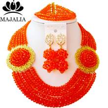 Nigerian wedding African beads jewelry set crystal orange necklace bracelet earrings A well-known brand Majalia  Y-32 2024 - buy cheap