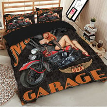 3D Motorcycle Bedding Set Twin Full Queen King Size Black Duvet Cover Set Sexy Girl Double Single Bedclothes For Adult Teen Home 2024 - buy cheap