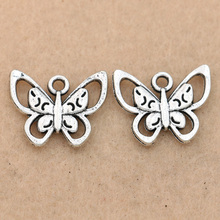 KJjewel Tibetan Silver Plated Butterfly Charm Pendants Jewelry Diy Jewelry Making Bracelet Accessories 17x21mm 5pcs/lot 2024 - buy cheap