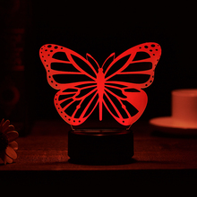 Borboleta acrílico conduziu a lâmpada de mesa 3d luzes da noite iluminação para casa mudança de cor criativo presentes das crianças decoração do dia natal