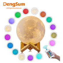 [DENGSUM]3DPrint Moon Lamp Rechargeable Remote control 16 ColorChange Touch Night Light Lunar Luna Baby Nightlight Christmasgift 2024 - buy cheap
