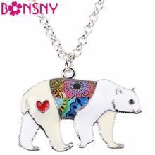Bonsny Maxi Statement Metal Alloy Polar See Bear Choker Necklace Chain Collar Pendant Fashion New 2018 Enamel Jewelry For Women 2024 - buy cheap