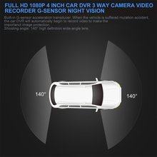 Full HD 1080 P 4 дюйма Видеорегистраторы для автомобилей 3 Way Камера видео Регистраторы G-sensor Ночное видение 2024 - купить недорого