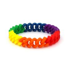 Adult Women Men Rainbow White Black Round Wristband Silicone Bracelet Chain Rubber Bangles Sport Casual Jewelry Gift For Adults 2024 - buy cheap