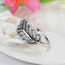 Популярные серебряные фирменные кольца с перьями и прозрачным цирконом, совместимые с модными ювелирными украшениями, свадебные кольца для женщин, аксессуары, подарок 2024 - купить недорого
