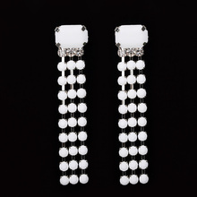 YFJEWE Новое поступление, белые серьги-кисточки для женщин с кристаллами, длинные висячие серьги, ювелирные изделия, аксессуары, оптовая продажа # E116 2024 - купить недорого