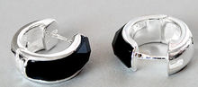 Pendientes de plata de ley 925 con incrustaciones, joyería de jade Natural y Negro facetado de 18mm 2024 - compra barato