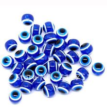 Free Shipping 100 Pcs DarkBlue Evil Eye Stripe Round Resin Spacer Beads 10mm (W01901X1) 2024 - buy cheap