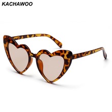 Kachawoo Wholesale 6pcs Leopard Heart Shaped Sunglasses For Women Fashion 2019 Big Sun Glasses Female Eyewear Party 2024 - buy cheap