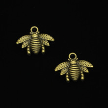 Abejorro Chapado en Bronce Antiguo, abeja de miel, dijes para la fabricación de joyas, colgantes hechos a mano DIY, 21x16mm, 109 Uds. 2024 - compra barato