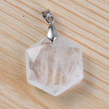 100-Unique 1 Pcs Silver Plated Hexagon Stone Section Original Rock Crystal Pendant For Christmas Jewelry 2024 - buy cheap