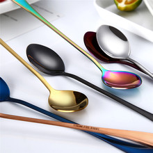 410 stainless steel Colorful Spoon Long Handle Spoons Flatware Coffee Drinking Tools Kitchen Gadget Drop Shipping 2024 - buy cheap