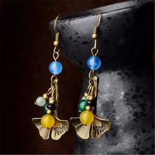 women earring copper alloy leaves beaded pendant vintage jewelry accessories cheap hot sale wholesale elegant drop earrings D143 2024 - buy cheap