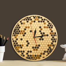 Round Shape Honeycomb Unique design Natural Wooden Wall Clock Hexagon Wall Art Wood Bee Honey Collection Wooden Clock 2024 - buy cheap