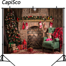 Capisco vinil fotografia fundo natal pano de fundo da árvore lareira presentes brinquedo interior crianças backdrops para estúdio foto 2024 - compre barato