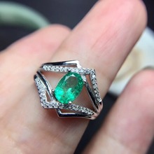 Natural emerald ring Free shipping 925 sterling silver 5*7mm gemstone Fine jewelry 2024 - buy cheap