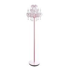 Luminária de chão vertical em cristal, rosa, estilo europeu, princesa, lâmpada de chão para quarto, cabeceira, elegante 2024 - compre barato