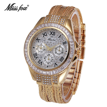 Relojes de mujer impermeables de 39mm, reloj de acero inoxidable Bayan Kol Saati, de cristal dorado y diamante para mujer, marca superior de lujo, 2019 2024 - compra barato