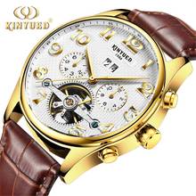 clock Kinyued Skeleton Tourbillon Mechanical Watch Automatic Men Classic Rose Gold Leather Mechanical Wrist Watches Reloj Hombre 2024 - buy cheap
