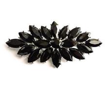 Vintage Style Rhodium Silver Tone Vintage Style Black Marquise Crystal Diamante Party Brooch 2024 - buy cheap