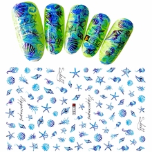 beauty adhesive nail art decorations stickers summer acrylic manicure flower decals nail supplies tool shell  F1801234 2024 - buy cheap