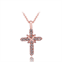 Rose Gold-Color Cross Pendant Necklaces Fashion Jewelry Jesus Men Floating Locket Cameo Bijouterie Pingente Necklace Women N731 2024 - buy cheap