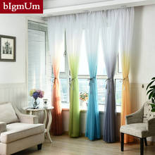 bIgmUm Gradient/Solid Color Printing Sheer Voile Curtains For Living Room Bedroom Tulle Modern Pastoral transparent Curtains 2024 - buy cheap