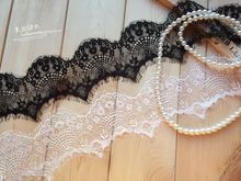 6Meters /lot High quality Eyelashes Black and White  lace trim handmade diy clothes accessories 8cm wide. 2024 - buy cheap