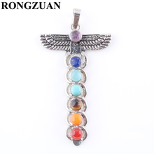 RONGZUAN Jewelry Multicolor Natural Gem Stone Cross Art Healing Reiki Chakra Pendant Charm Bead for Necklace 1PCS TN3272 2024 - buy cheap
