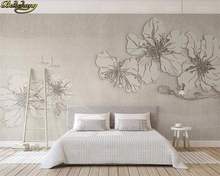 Beibehand-papel de parede personalizado com 3d, flores em relevo, textura bege, simples, plano de fundo de tv, decoração de casa 2024 - compre barato