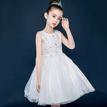Vestido de Princesa gris para niñas, ropa elegante con cinturón, 4, 6, 8, 10, 12, 14 años, verano 2021 2024 - compra barato