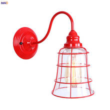IWHD Red Iron Metal LED Wall Lamp Beside Living Room Glass Loft Industrial Vintage Wall Light Sconce Wandlamp Home Lighting 2024 - buy cheap