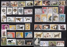 50 шт./Лот, неиспользованные почтовые штампы для сбора кошек и других животных во многих странах 2024 - купить недорого