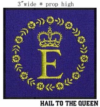 Queen Elizabeth Personal Flag  3"wide  embroidery patch  for letter E/crown/yellow flowers 2024 - buy cheap