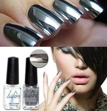 Fashion 2pc/lot 6ml Silver Mirror Effect Metal Nail Polish Varnish Top Coat Metallic Nails Art Tips nail polish set 2024 - buy cheap