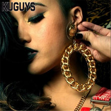 KUGUYS Acrylic Jewelry Gold Chain ellips oval Drop Earrings for Women Vintage Large Earring Woman 2024 - buy cheap