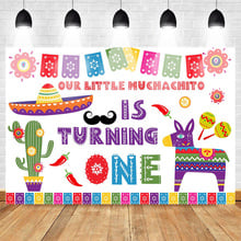 MOCSICK Mexican Theme 1st Birthday Backdrop Custom Birthday Photo Background Color Flag Banner Cactus Photo Photography Backdrop 2024 - buy cheap