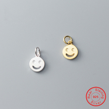 UQBing 925 Sterling Silver 6.5mm Round Coin Smile Face Dangle Charms Fit Women Bracelet Bangle Charms Jewelry 2024 - buy cheap