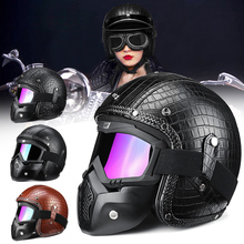 Ретро Винтажные шлемы для мотокросса, мотокросса, крейсера, чоппера, скутера, кафе, гонщика, шлем с открытым лицом, Casco Moto 2024 - купить недорого