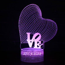 Love Heart theme 3D Lamp LED night light 7 Color Change Touch Mood Lamp Christmas present Dropshippping 2024 - buy cheap