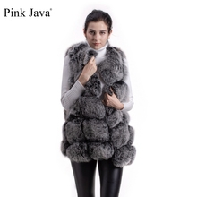 Pink Java QC8046 hot sale women winter coat real fox fur vest natural fur gilet fashion clothing ganuine fox coat fur jacket 2024 - buy cheap