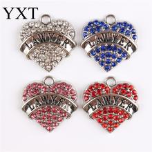 H Pink White Blue Red Arrival Love Heart Crystal Rhinestone Charms Pendant For DIY Necklace Bracelet Party Birthday LAWYER Gift 2024 - buy cheap