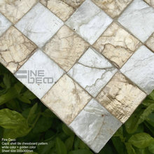 Golden with white color 100% natural capiz shell mosaic tile square pattern for living room decoration 2024 - buy cheap