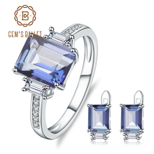 GEM'S BALLET Natural Iolite Blue Mystic Quartz Gemstone Earrings Ring Set Pure 925 Sterling Silver Fine Jewelry Sets For Women 2024 - buy cheap