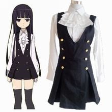 Frete grátis novo anime inu x boku ss shirakiin ririchiyo cosplay traje uniforme escolar camisa + suspensórios saia meias 2024 - compre barato